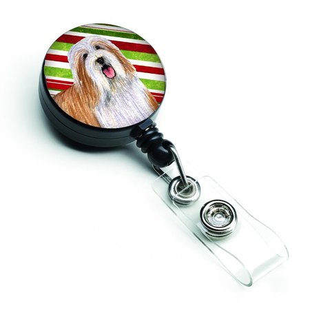 CAROLINES TREASURES Bearded Collie Candy Cane Holiday Christmas Retractable Badge Reel LH9240BR